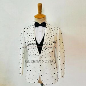 Elegant Jacquard Suit Men Party Shawl Lapel Pearls Prom Blazers Customized 3 Pieces Groom Wedding Tuxedos trajes para hombre