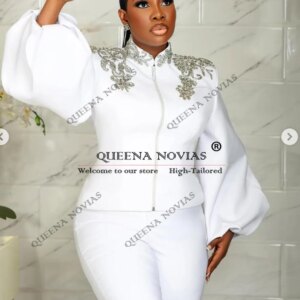 Metallic Jewelry Stones Pants Suits Women 2 Pieces Designer Mother Of Bride Dresses Plus Size Ladies Business Gowns Customized
