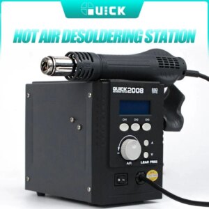 QUICK Hot Air Heat Gun, US Plug, Welding Rework, Soldering Station, Blower, Heat Gun for iPhone, Samsung Mainboard, New, 2008