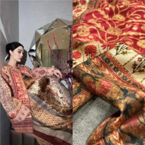 Silk jacquard and Pueraria lobata printed fabric for a new Chinese-style coat