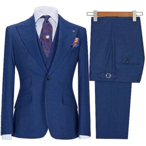 Men’s Suit 3-piece Stylish Slim-Fit Work Jacket Vest with Trousers Peak Lapel Single Breasted Business Casual Wedding Formal