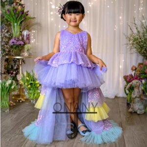 JONANY Princess Flower Girl Dress High Low Layered Dropping Shipping Baby First Communion Beauty Party Dress Robe De Demoiselle