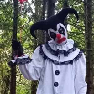 Halloween cosplay costume clown hat Handmade crocheted Funny Creative Eccentric personality Balaclava hat Face mask and head cap