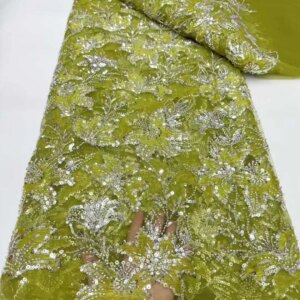 Luxury African Sequin Beaded Lace Fabric 2025 High Quality Groom Nigerian Wedding Bridal Embroidery French Tulle Sewing
