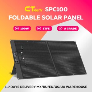 CTOLITY SPC100 A Grade ETFE 100W Foldable Solar Panel Efficiency 23% High 20.5V Solar Generator IP68 Waterproof 18AWG 1M RV Camp