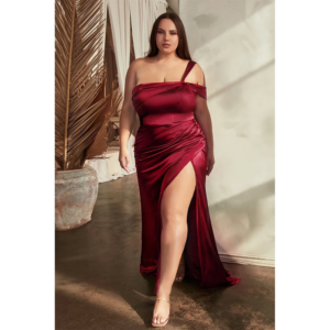 QueensLove Bridesmaid Dress Burgundy Satin Long Dress High Split Evening Prom Dress A-Line Wedding Dress Customize