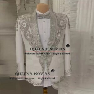 Luxury Groom Wedding Suits Sliver Sparkly Sequins Shawl Lapel Prom Blazer Man Banquet Party Groom Tuxedo Customized 2-Piece Sets