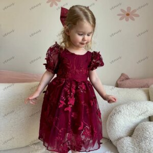 Pretty Ball Flower Girl Dresses فساتين للمناسبات الخاصة Lace Knee-Length Princess Birthday Dress Customized Vestidos De Novia