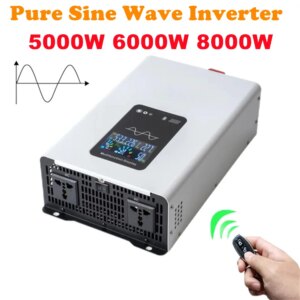Pure Sine Wave Inverter 5000W 6000W 8000W Power Converter LCD Display DC12V 24V To AC 220V 110V Voltage Solar Power Car Inverter
