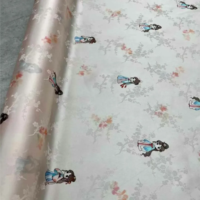New silk stretch jacquard printed fabric for Chinese-style cheongsam dress top and shirt clothing