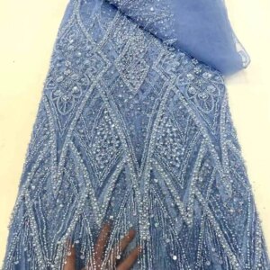 French African Lace Fabric 2025 Heavy Beaded High Quality Embroidery For Women Wedding Dress Nigerian Sequin Lace Fabric 5 Yards