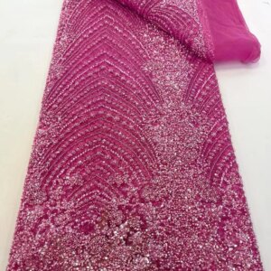 2025 Luxury Beaded Lace Fabric Luxury High Quality African Nigerian Tulle Mesh Lace Luxury Wedding Dresses For Women 5Ya A1135-1