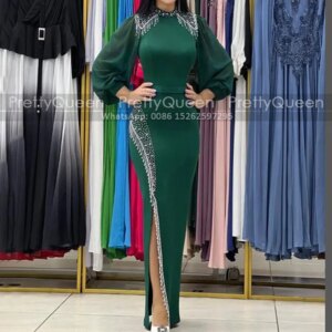Customized Beaded Tassel Mother of the Bride Dresses With Long Sleeves Mermaid Side Slit Sheath Prom Dress Party Formal
