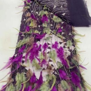 Wholesale African Beaded Tulle Lace Fabric 3D Flowers French Appliques Wedding and Party Dubai 5 Yards Lace -JY