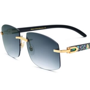 Natural Shell & Horn Temple Luxury High-End Sunglasses – Unisex Large Frame UV400 Protection Sunglasses for Outdoor Use
