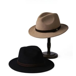 Classic old money wind superfine felt hat men four wide overhang top cowboy