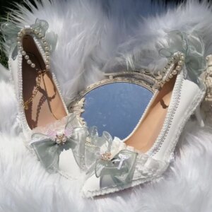 Lolita Hand-Made High Heels Pointed Wedding Shoes Flower