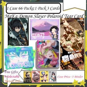 MaKa Demon Slayer Polaroid Teared Cards Anime Kimetsu Yaiba Tanjirou Kamado Nezuko Card Kids Gift Demon Slayer Cards