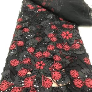 Luxury African Sequins Beaded Lace Fabric 2025 High Quality Groom Nigerian Wedding Bridal Embroidery French Tulle Sewing