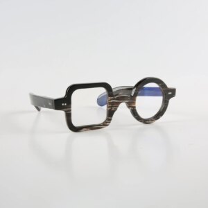 Man Glasses Frames Unique Square Round Vintage Stripes Handmade Buffalo Horn Prescription Eyeglass Frames Optical Lenses Eyewear