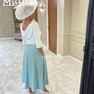 Amazing Two Tone Mother Of The Bride Dress With Pocket 2025 Elegant Beaded A Line Satin Beach Wedding Guest Dress