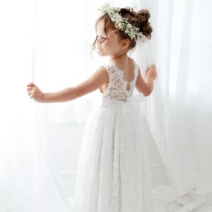 Bohemian White Flower Girl Dress, Rustic Tulle Wedding Dress, Will You Be My Flower Girl Proposal, Boho Dresses princess dress