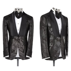 Classic Wedding Men Suits Gentleman New Tailor-Made Groom Leaf Printing Suits 2-Pcs Singer Formal Occasions Party Customized