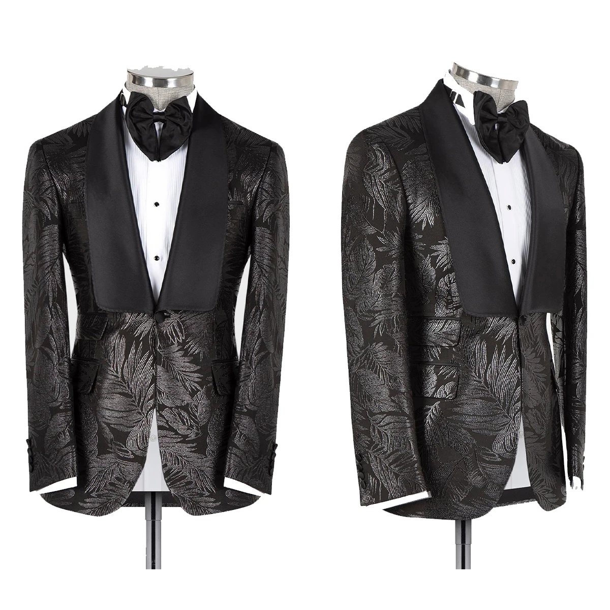 Classic Wedding Men Suits Gentleman New Tailor-Made Groom Leaf Printing Suits 2-Pcs Singer Formal Occasions Party Customized