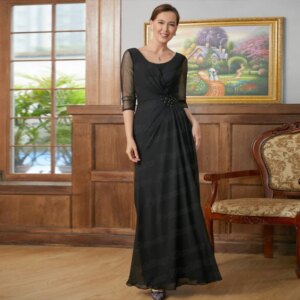 Customized Wedding Guest Gown For Woman Scoop Backless Half Sleeve Floor Length Simple Mother Of The Bride Dress Madrina Wear