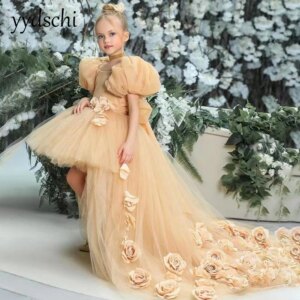 Customized Flower Girl Dresses 2025 Simple Lace Pretty Dress For Wedding Pageant Ball Gowns Applique Elegant Party  Dress