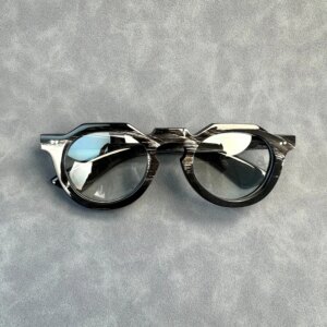 Women Eyeglass Frames Unique Vintage Oversize Stripes Rivets Handmade Bufflao Horn Reading Man Glasses Frames Lenses Eyeglasses