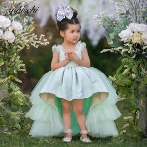 Customized High-Low Ruffles Tiered Flower Girl Dresses For Wedding Party 2025 Lovely Princess Baby Birthday First Communion Gown