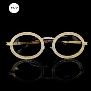New Personalized Trend Handmade Ins Inset with 5A Zircon Metal for Men and Women Exquisite Full Diamond Luxury Optical Glasses