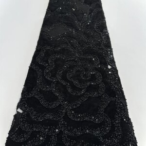 2025 African French Nigerian High End Tulle Lace Fabric With Beads Sequins Mesh for Embroiderg Wedding Party Bride Sewing Dress