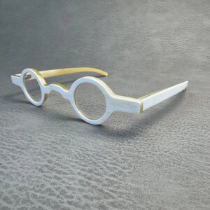 Eyeglass Frames Unique Small Round Vintage Handmade White Horn Classic Reading Prescription Men Glasses Frames Optical Eyewear