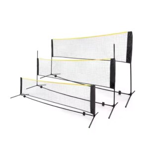 Portable Adjustable Badminton Net Set Multi-functional Volleyball Net Support Extended Net with Folding Steel Pipe
