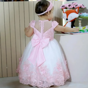 Lace Tulle Flower Girl Dresses For Wedding Appliques With Bow Short Sleeves Lovely Kids Birthday Party Pageant Gown