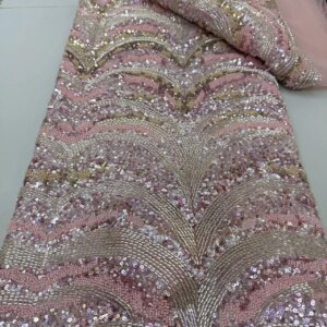 New Design Luxury French African Tulle Beaded lace Sequins 2025 Mesh Lace Nigerian French Net Fabric For Wedding Dresses Sewing