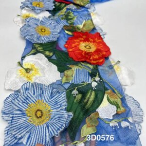 African Lace Fabric 2025 High Quality French 3D Flower Sequins Embroidery Beads Tulle Lace Fabric for Party Dress