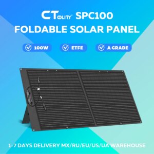 CTOLITY SPC100 100W Foldable Solar Panel A grade ETFE IP68 Waterproof High Efficiency 23% 20.5V Solar Generator 18AWG 2M RV Camp