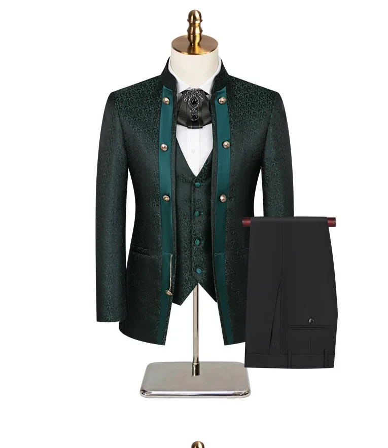 Modern Tailored Wedding Suits for Man 2 Pieces Blazer Pants Single Breasted Jacquard Fabrics Formal Business Office Customized