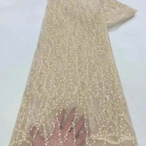 Africa Nigerian Beaded French Mesh Lace With Sequins High Quality 2025 Embroidery Lace Sequins Lace For Wedding Dresses Women