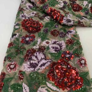 New Multicolor Sequins Embroidery African Lace Fabric High Quality Nigerian Party Dress French Tulle Lace Materials