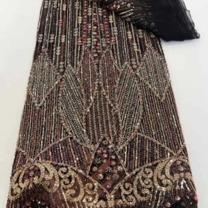 African French Sequined Lace Fabrics 2025 High Quality Beaded Lace Nigerian Groom Embroidered Dress Material For Party Sewing