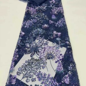 2025 High Quality New Arrival African Handmade Beads Sequins Nigerian Tulle Lace Fabric Embroidery Lace For Bridal Wedding Dress