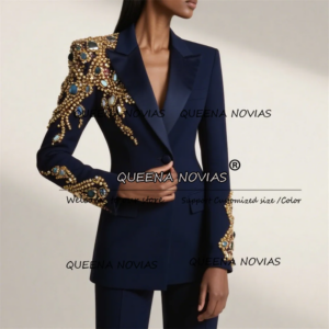 Brilliant Diamond Beaded Mother Of The Bride Dress For Wedding Guest Customized 2 Pieces Sets Women Suits Ladies Business Gowns