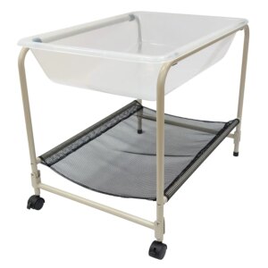 Desk Top Water Tray and Stand | Homeschool Supplies for Sensory Play | 23” High | Sand and Water Table | Lockable Casters and Sh