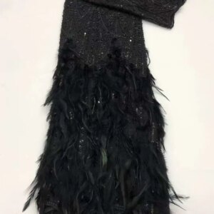 Latest Nigerian Feather Lace Fabric With Sequins 2022 High Quality Lace African Lace Fabric For Wedding Dress French Net Lace