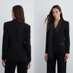 New Design Office Women Pants Suits 2 Pieces Plus Size Wrap Lapel Pocket Blazer Customized Formal Evening Party Outfit
