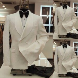 Elegant Jacquard Wedding Tuxedos 2 Piece Set Jacket Pants  Men Suit Classic Fit Shawl Lapel Party  Male Wear Suits Customized